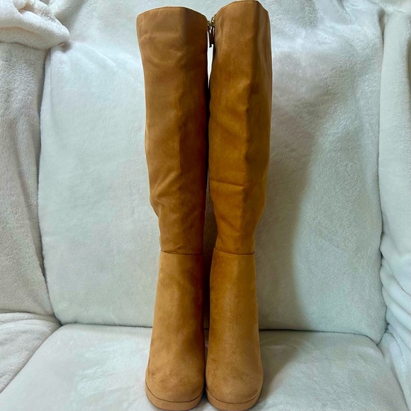 NWOT JustFab Emmaline Tall platform  boots camel color size 6 - Picture 2 of 7